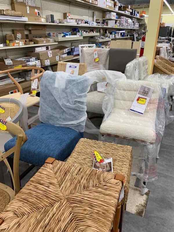 Variety of upholstered chairs on the showroom floor