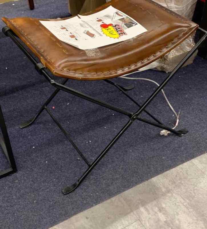 Folding leather stool