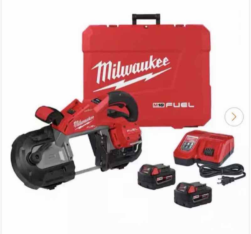 Milwaukee M18 FUEL cordless band saw kit with case, batteries and charger